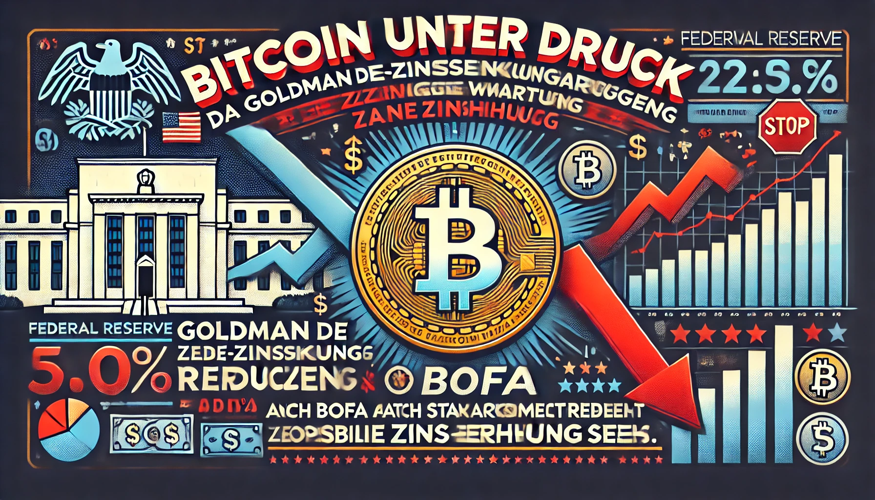 Bitcoin unter Druck, da Goldman die Fed-Zinssenkungserwartungen reduziert und BofA nach starkem Arbeitsmarktbericht eine mögliche Zinserhöhung sieht