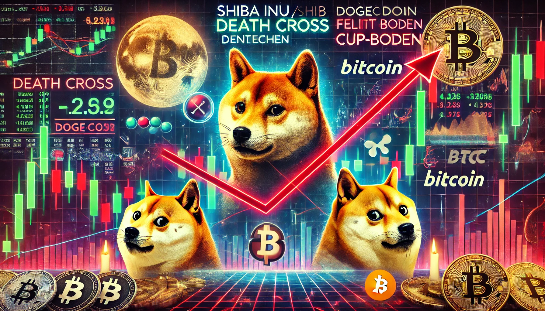 Shiba Inu (SHIB) Death Cross abgeschlossen, Dogecoin (DOGE) bildet Cup-Boden, Bitcoin (BTC) gefangen: Was erwartet uns?